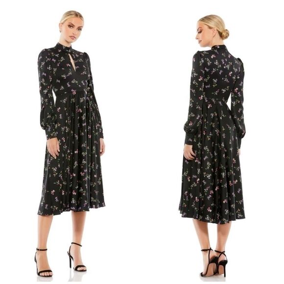 NWT Ieena for Mac Duggal 55633 Keyhole Neck Bishop Sleeve Dress Size 8 $398 - Picture 1 of 7